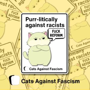 Fuck Reform Cats Against Fascism Sticker