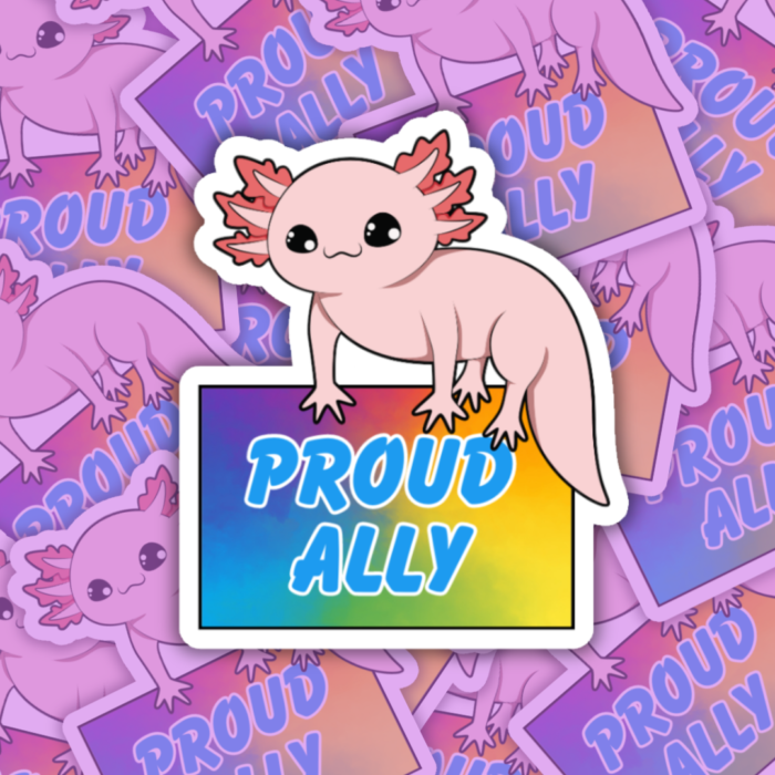 Axolotl Proud Ally Vinyl Sticker LGBTQ+