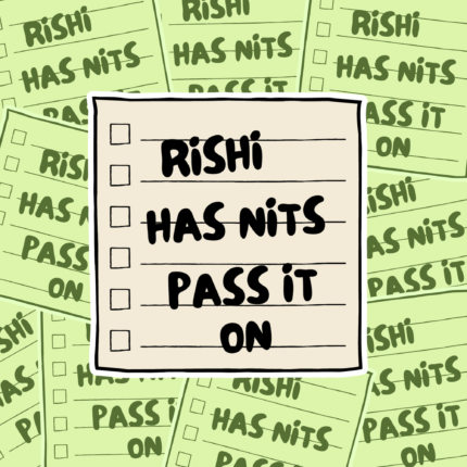 Rishi Sunak Vinyl Sticker Rishi Has Nits pass it on. Best Anti Tory Merch