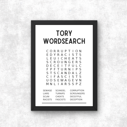 Tory Wordsearch Poster Print Wokerati Party