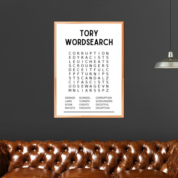 Tory Wordsearch Poster Print Wokerati Party