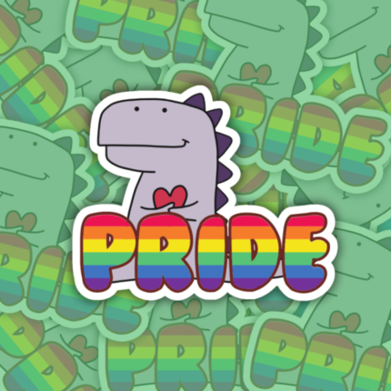 Dino PRIDE Vinyl Sticker LGBTQ+ Friendly