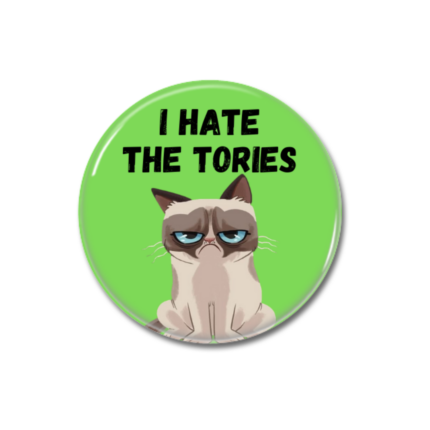 Grumpy Cat Button Pin Badge I hate the Tories