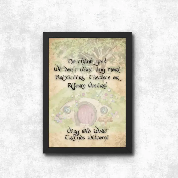 Anti Fascist Shire Poster Print Hole in the Ground Poster Print, Shire Decor Wall Art Gift, No Brexit Fascists, Reform UK Voters, Anti Racism, Woke Left Gift