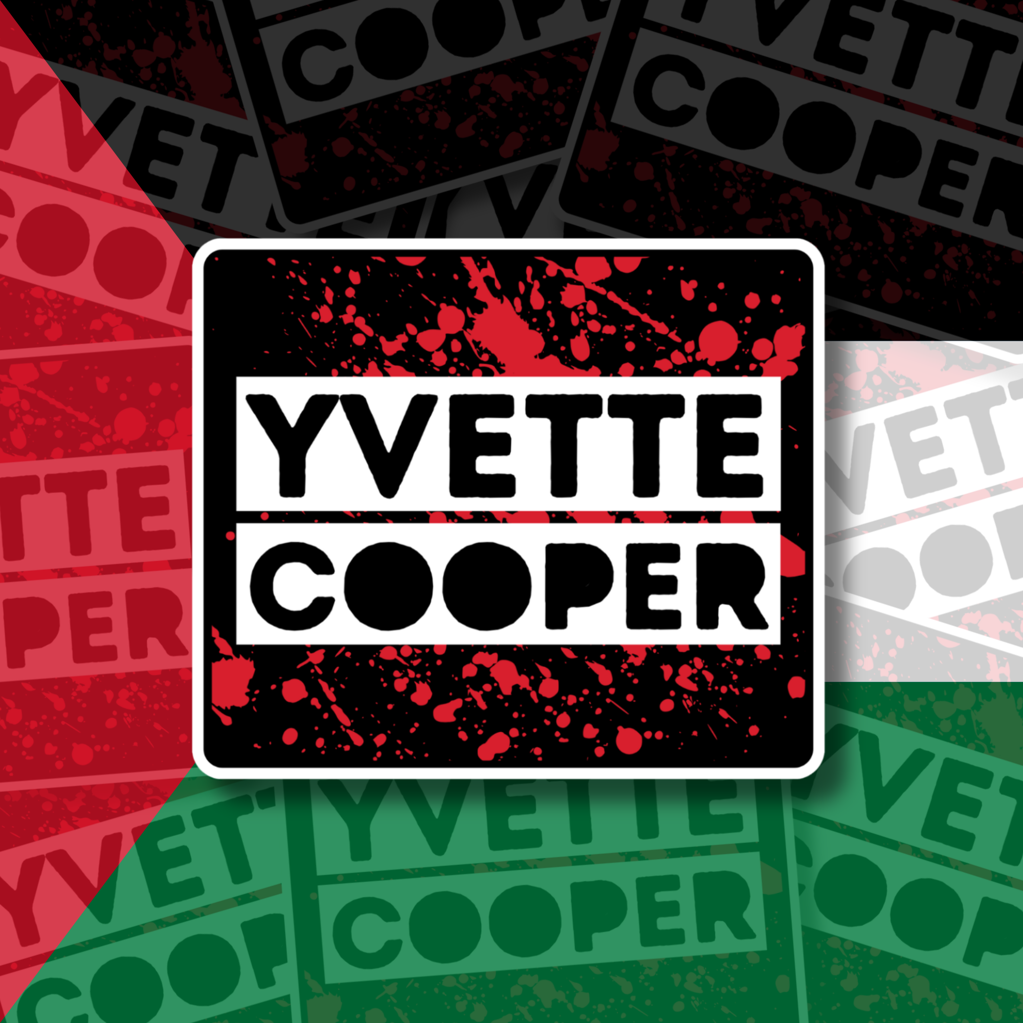 Yvette Cooper Free Palestine Vinyl Sticker, Stop Bombing Gaza, Stop the Genocide Action, Boycott Israel Yvette Cooper Free Palestine Vinyl Sticker, Stop Bombing Gaza, Stop the Genocide Action, Boycott Israel