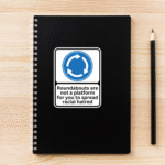 Roundabout Anti Racism Vinyl Sticker, Best Anti Racism Merch, Wokerati Party, 7x8.8 cm, Woke Left Wing Merch, Anti Fascist Anti Reform UK, England Flag Riots, No Human is illegal