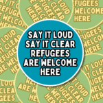 Refugees Welcome Vinyl Sticker, Refugees Are Welcome Here, Wokerati Party, Woke Left Wing Merch, Anti Fascist, Anti Racism, Anarchist Fighter, No Human is illegal