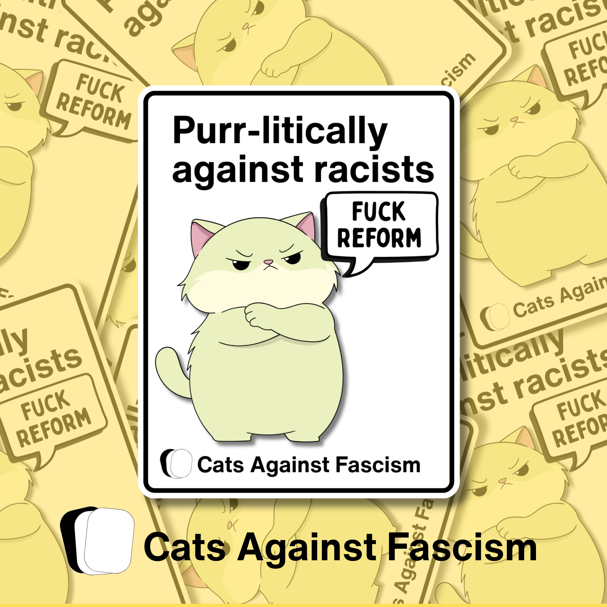 Fuck Reform Cats Against Fascism Sticker Fuck Reform Cats Against Fascism Sticker