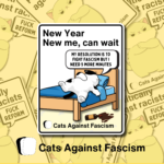 New Years Cats Against Fascism Sticker Best Anti Fascist Merch