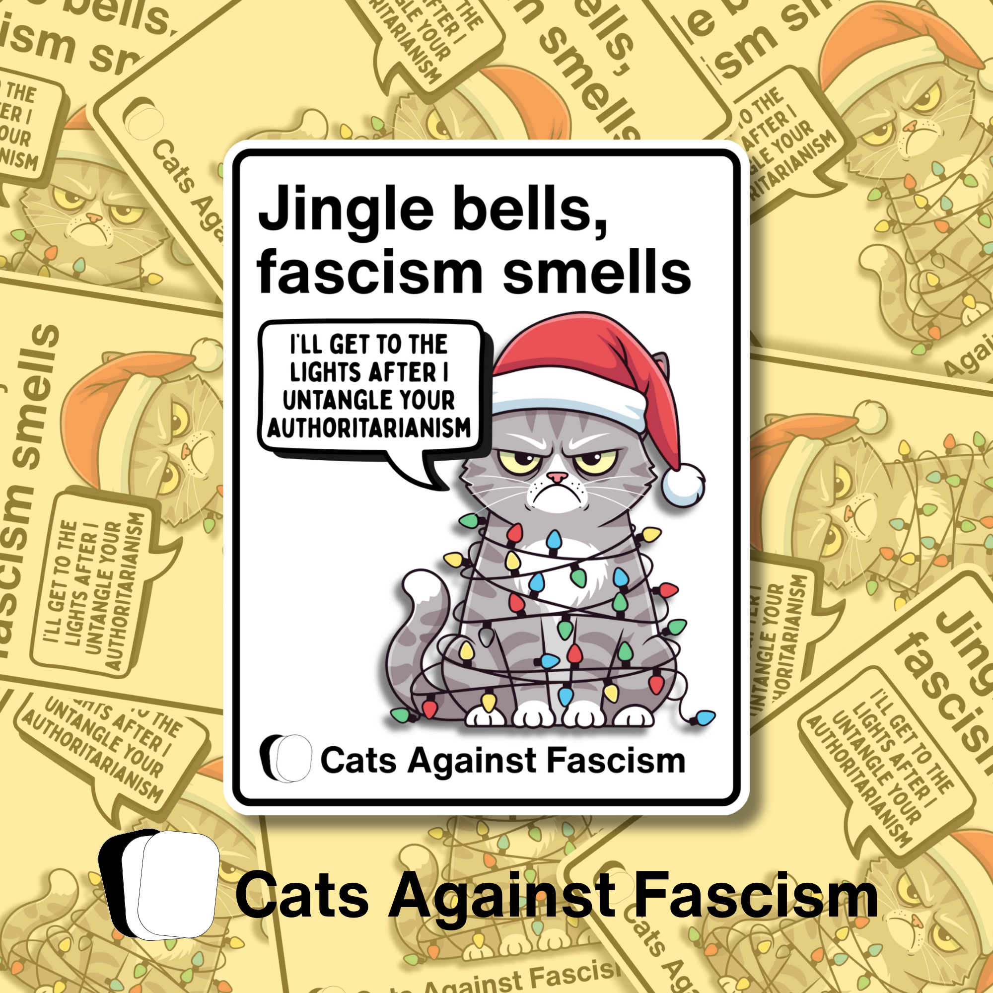 Christmas Cats Against Fascism Sticker Best political Christmas sticker Christmas Cats Against Fascism Sticker Best political Christmas sticker