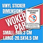 Restricted Zone No Political Leaflets Vinyl Sticker. Wokerati Party Vinyl Sticker Decal