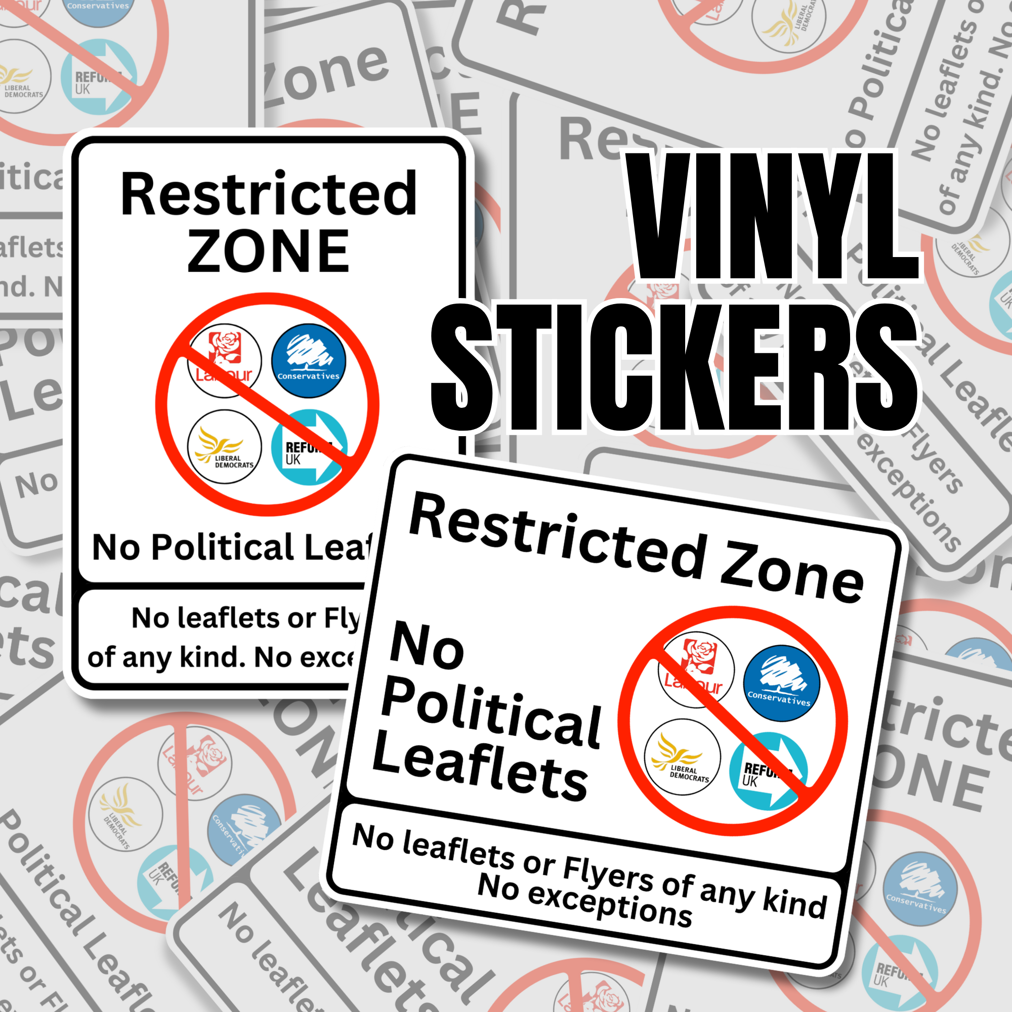 Restricted Zone No Political Leaflets Vinyl Sticker. Wokerati Party Vinyl Sticker Decal Restricted Zone No Political Leaflets Vinyl Sticker. Wokerati Party Vinyl Sticker Decal