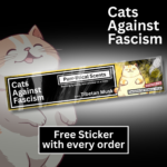 Hand-rolled Purr-litical Scents incense sticks with Cats Against Fascism design, aromatherapy relaxation scent, anti-racism and anti-fascist merchandise from Wokerati Party.