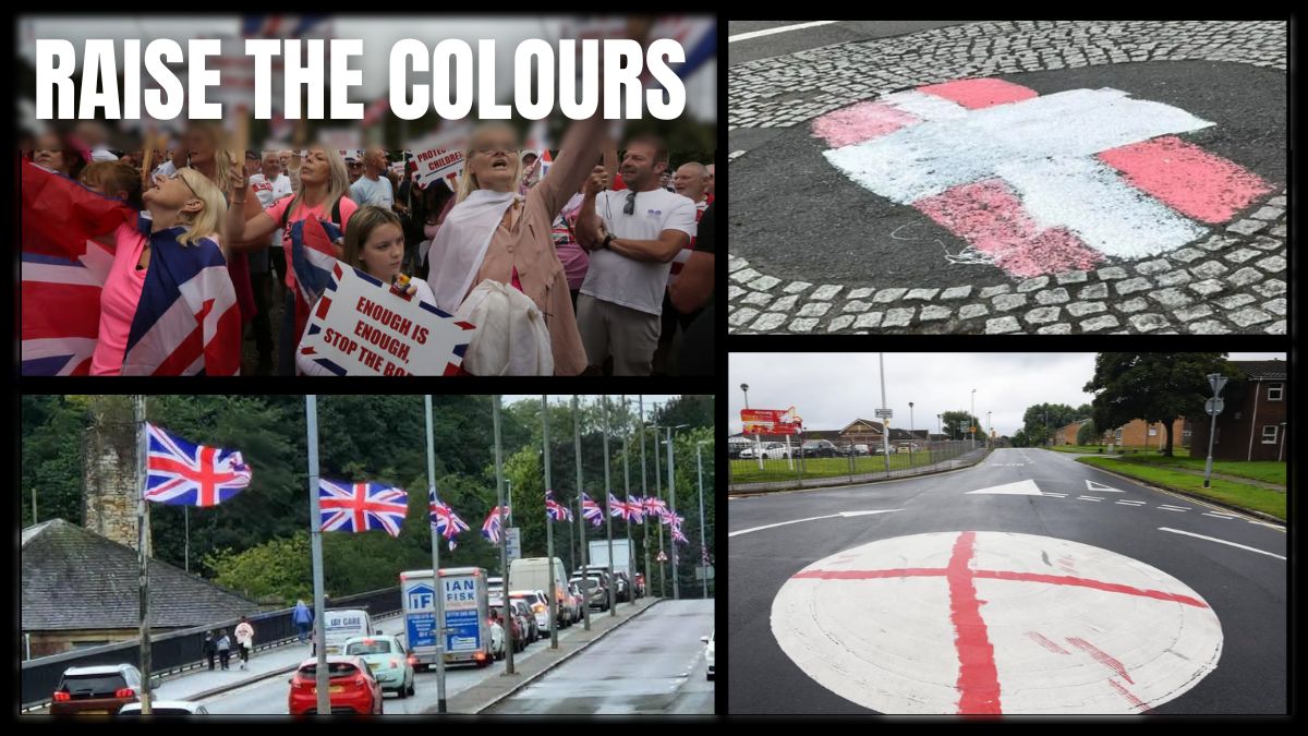 St George's Cross and Union flags attached to lampposts during the Raise the Colours campaign